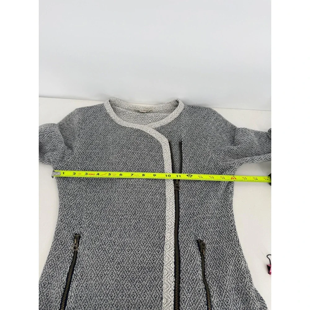 Lucky Brand Diamond Print Asymmetrical‎ Zip Moto Jacket Women's Small Gray White